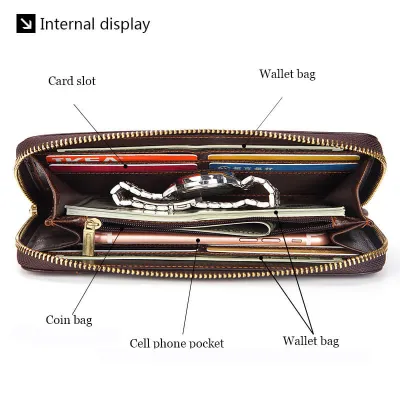 Genuine Leather Men’s Business Long Wallet